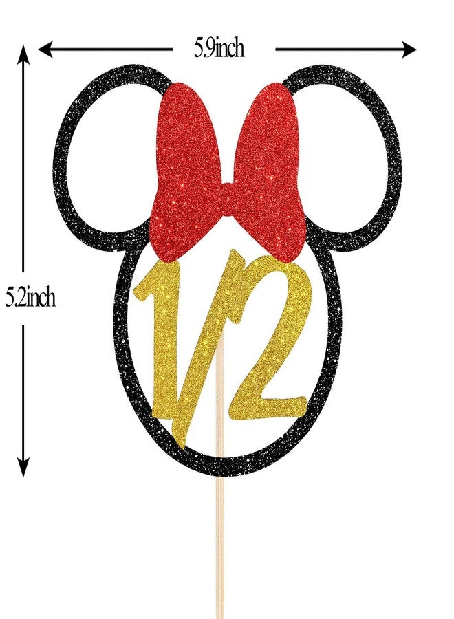 Festiko Tricolor Glitter 1/2 Birthday Cake Topper for Baby 6 Months/Baby Girl Half Year Old Birthday Anniversary Party Decorations - Black Gold Red - Image 4